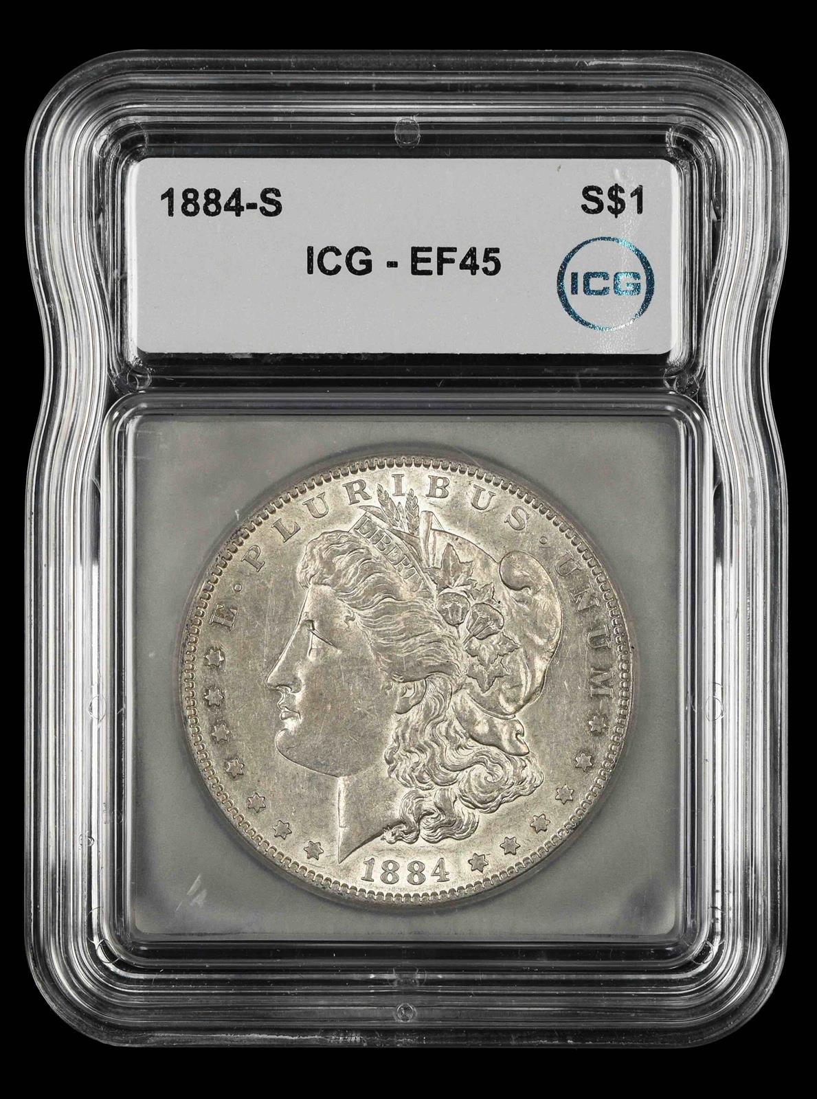 1884 S $1 ICG EF 45