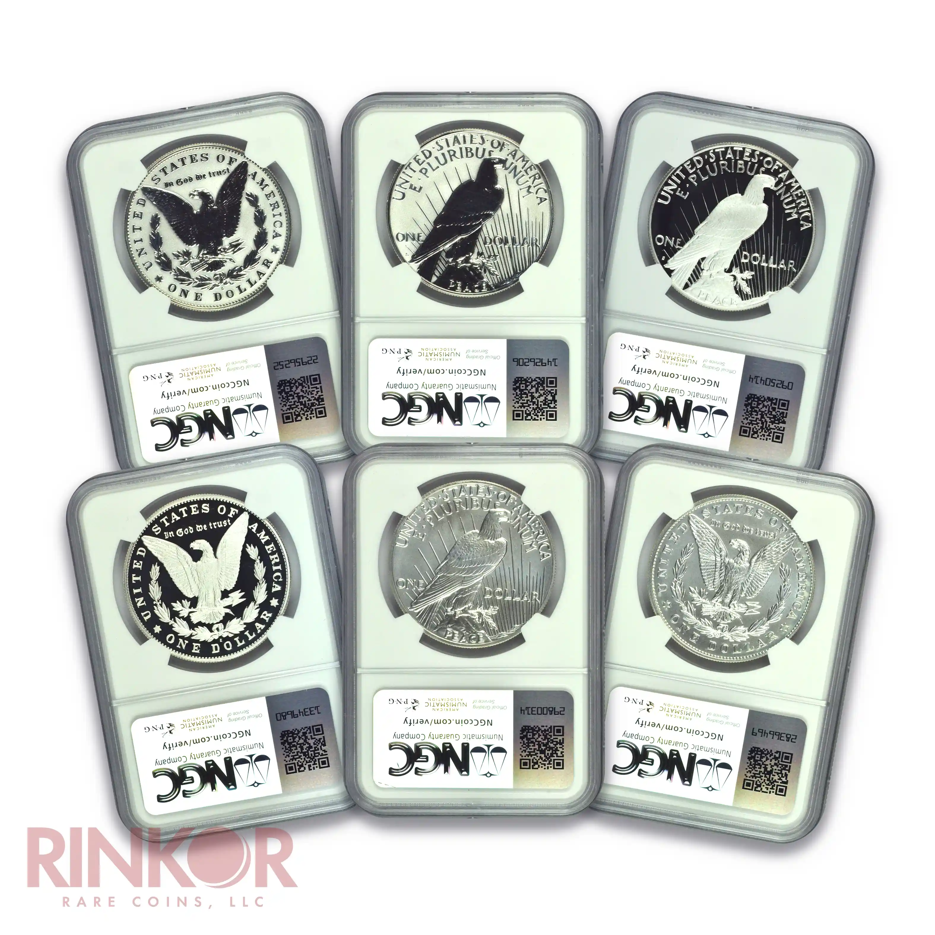 2023 Morgan & Peace Dollar 6-Coin Set FDOI Ryder Signature NGC PF 70