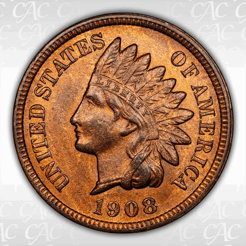 1908-S 1C CACG MS 63 RB 