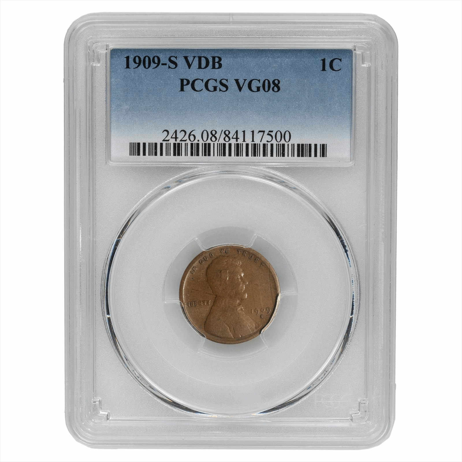1909-S Lincoln Wheat Cent VDB 1C PCGS VG 08 BN