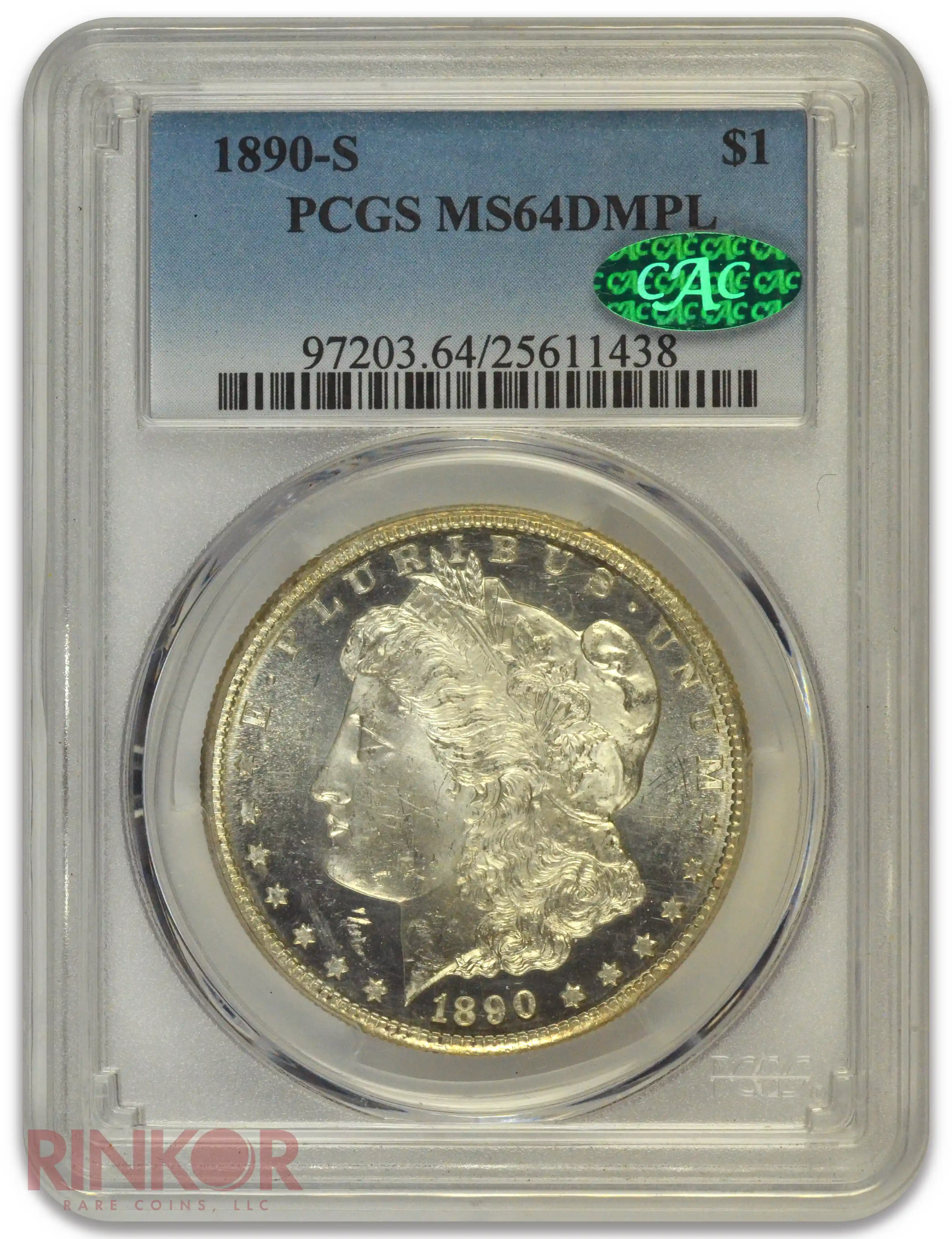 1890-S $1 Morgan Dollar PCGS MS 64 DMPL CAC