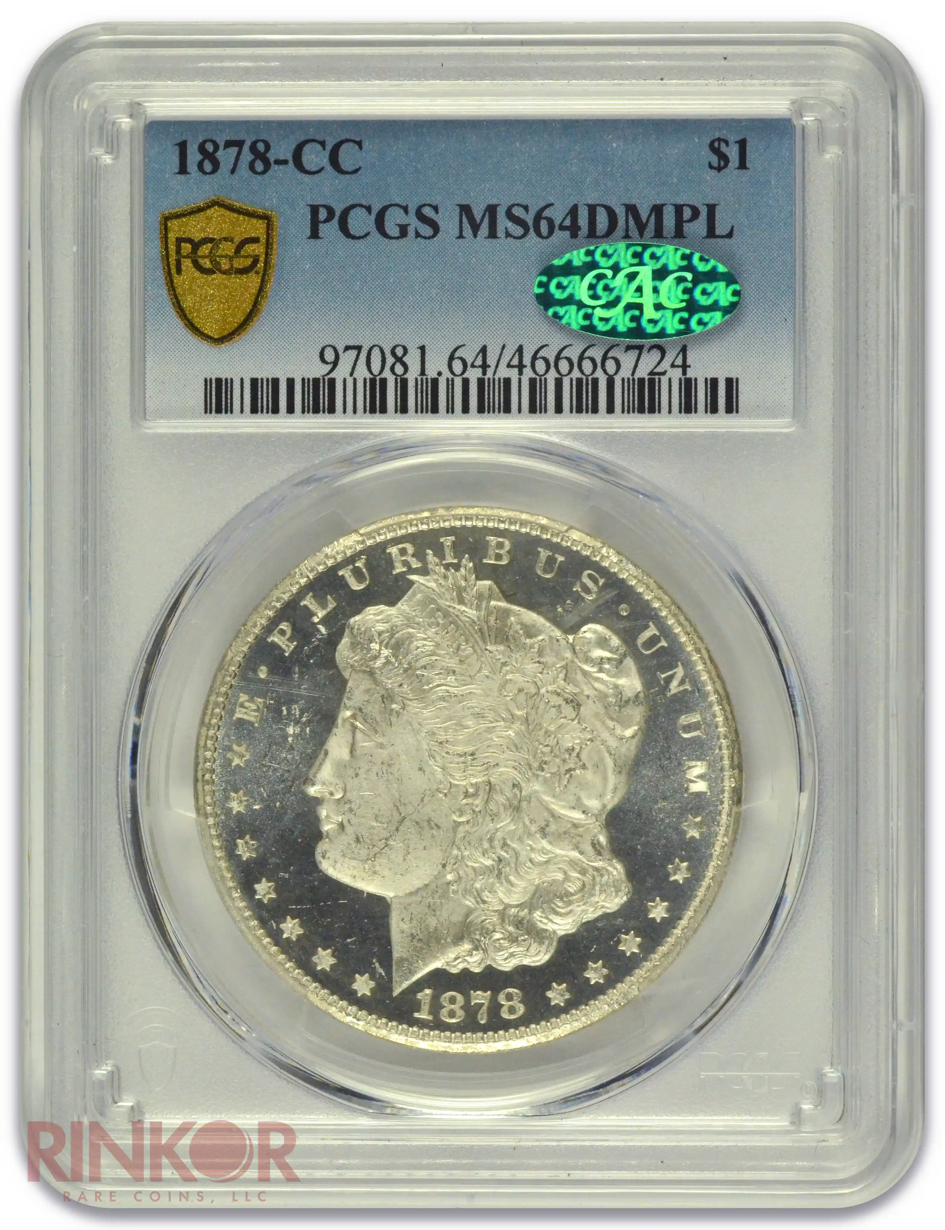 1878-CC $1 Morgan Dollar PCGS MS 64 DMPL CAC