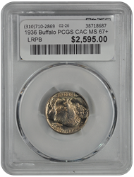 1936 Buffalo PCGS CAC MS 67+