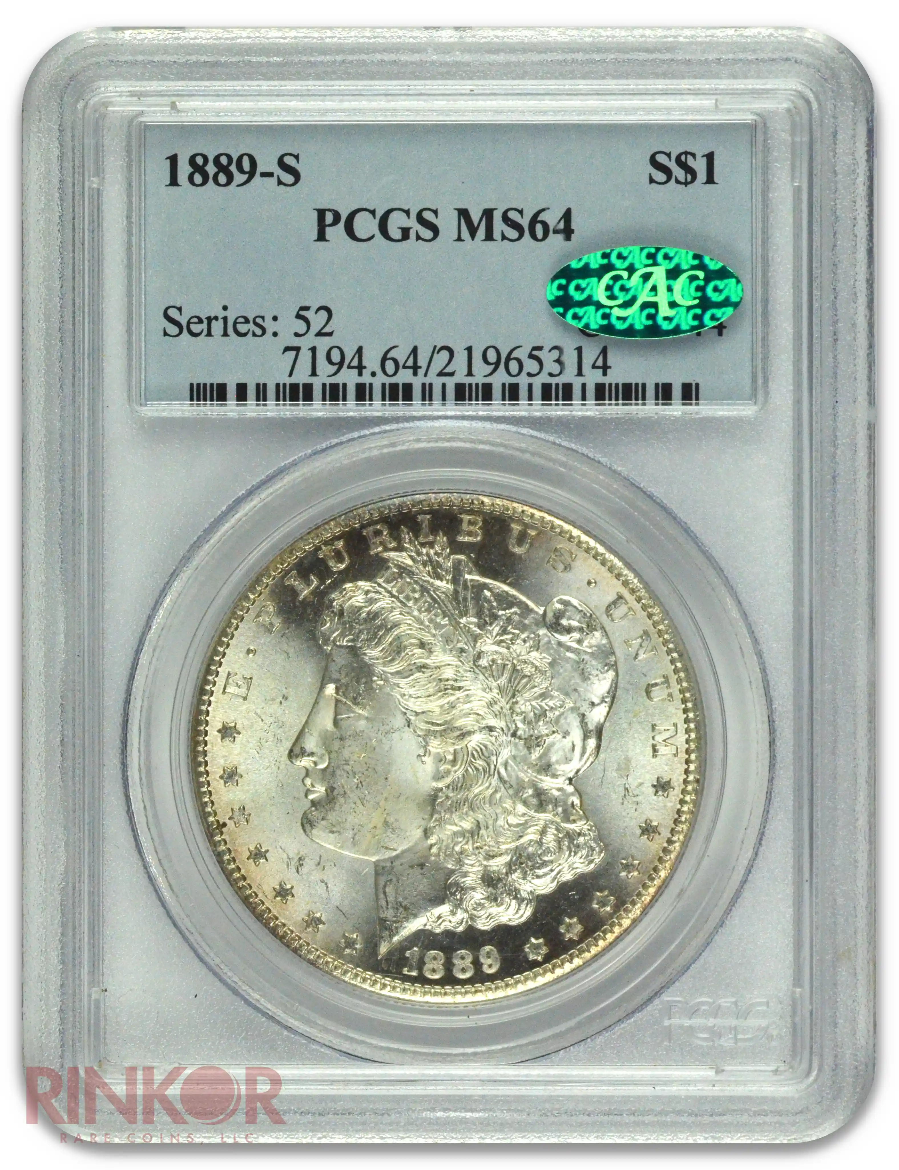 1889-S $1 Morgan Dollar PCGS MS 64 CAC