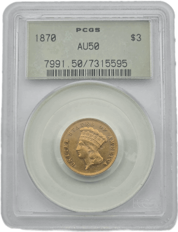 1870 Indian Princess Head PCGS AU50 OGH