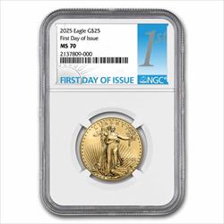 2025 $25 1/2oz. American Gold Eagle, FDI, MS70, NGC 