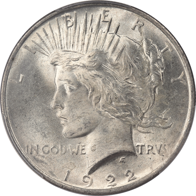 1922 Silver PEACE Dollar $1 PCGS MS64 - Nice White Coin