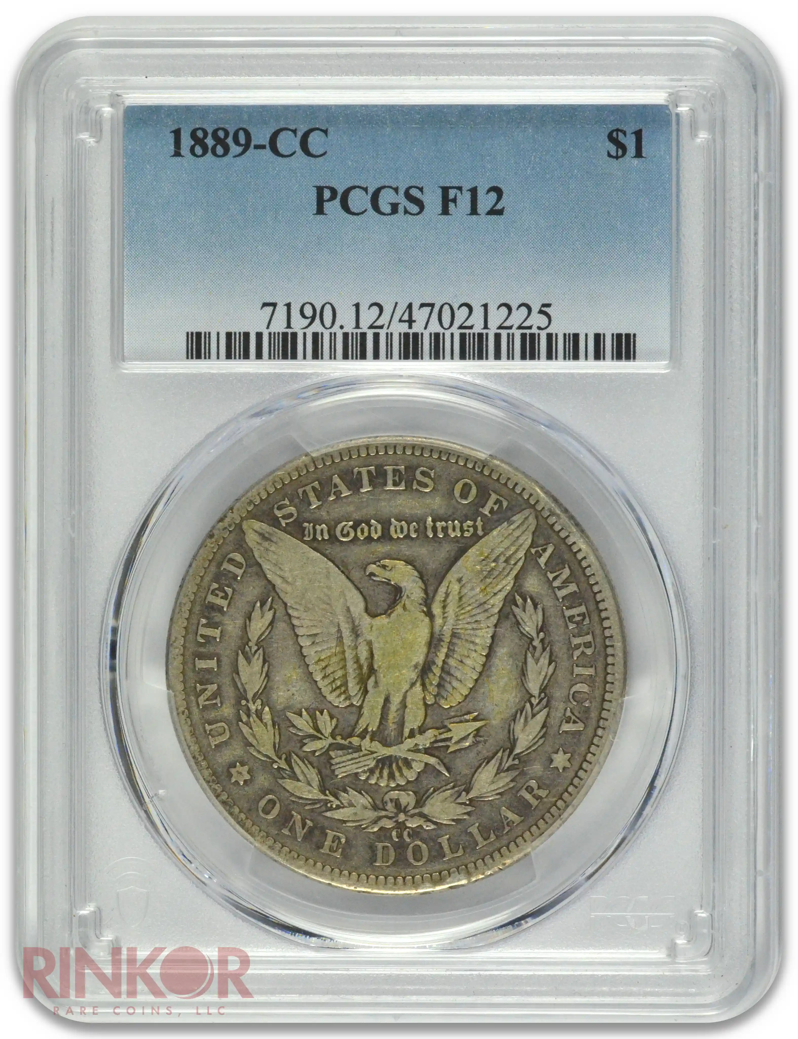 1889-CC $1 PCGS F-12