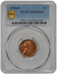 1928-S Lincoln PCGS RD 65