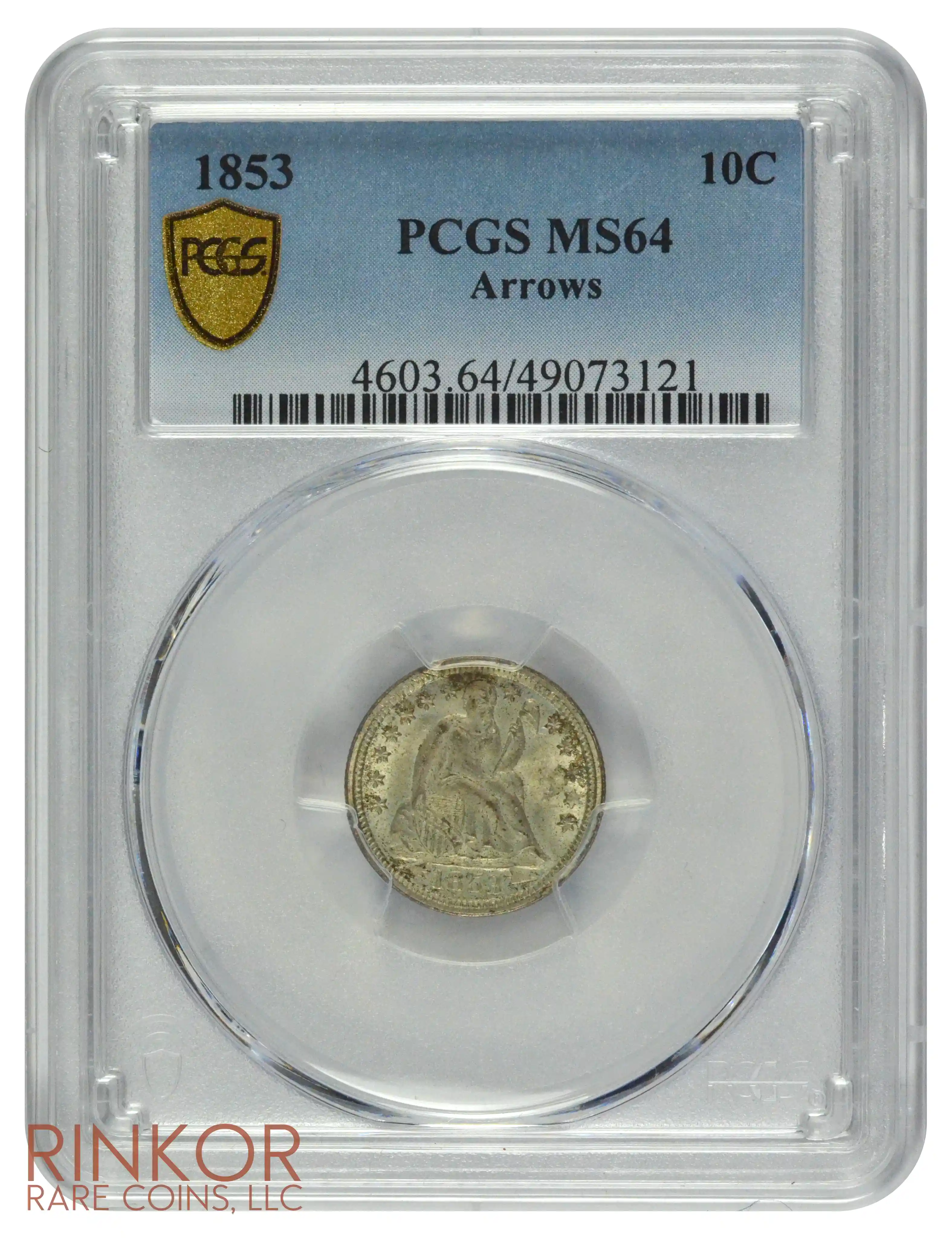 1853 Arrows Seated Liberty PCGS MS 64