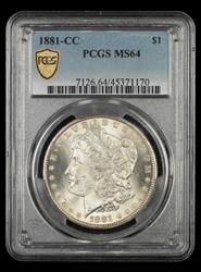 1881 CC $1 PCGS MS64