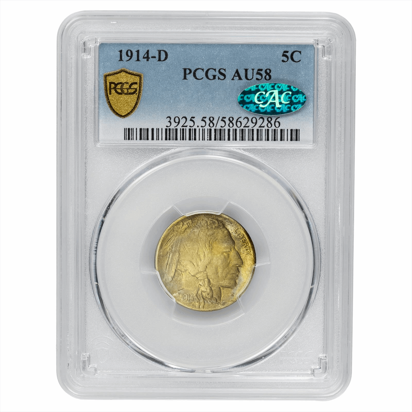 1914-D Buffalo Nickel 5C PCGS AU 58 CAC