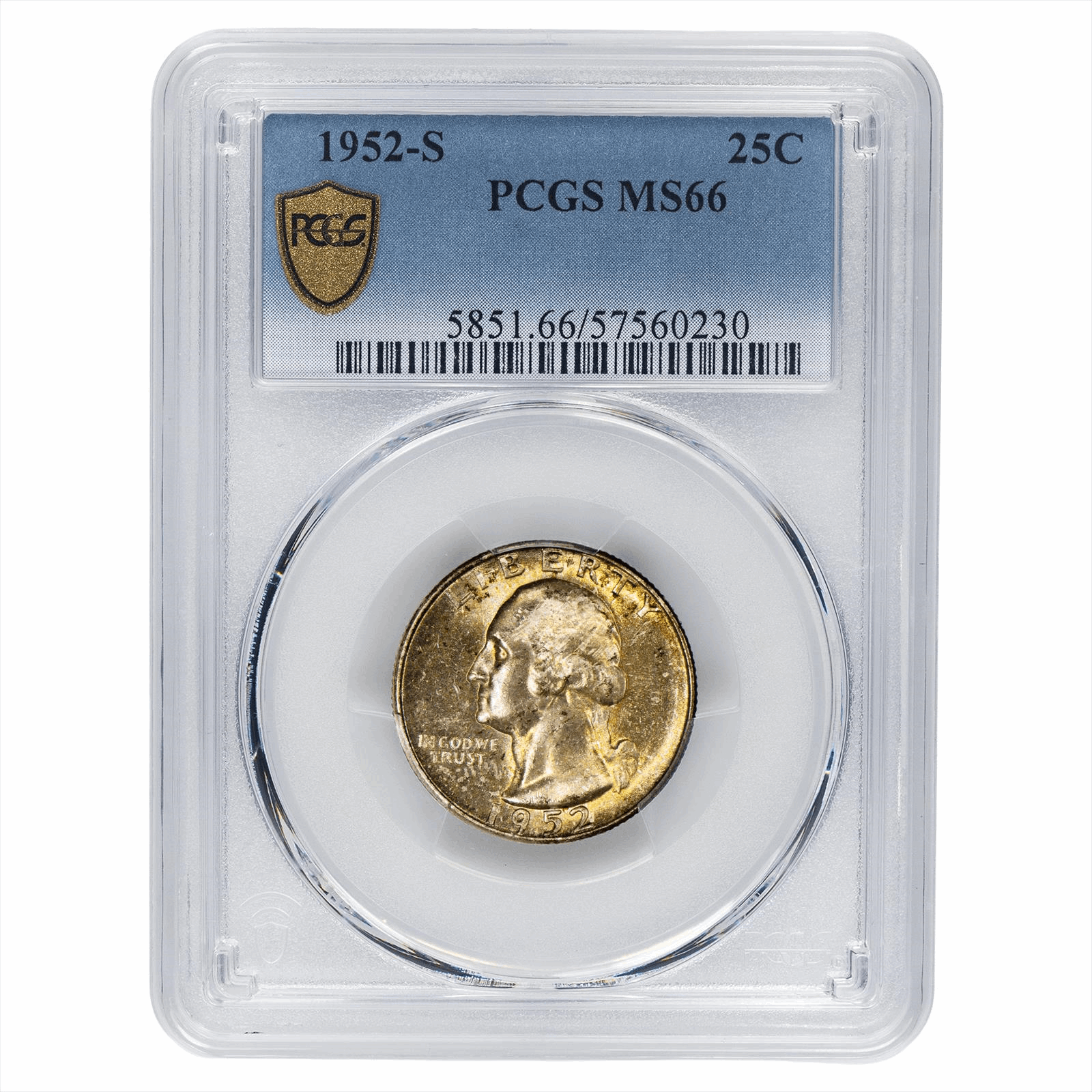 1952-S Washington Quarter 25C PCGS MS 66