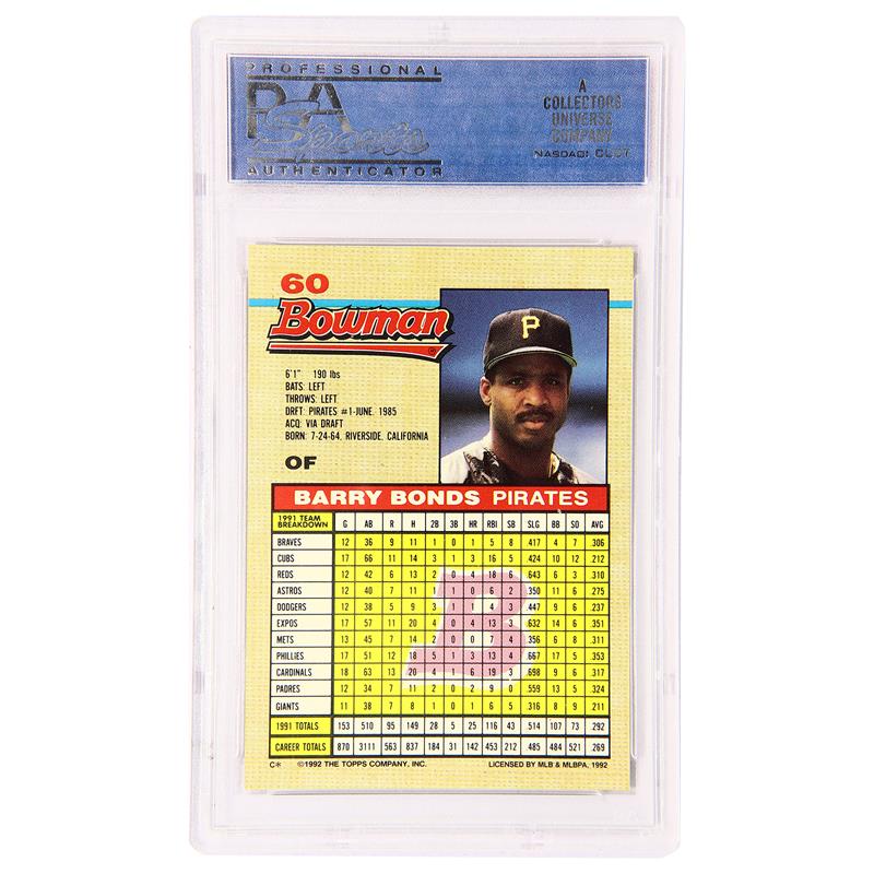 Barry Bonds Pittsburgh Pirates Giants 1986 Topps Card PSA 10 Mint