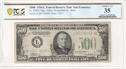 Fr. 2202-L 1934A $500 Mule Federal Reserve Note PCGS VF35 