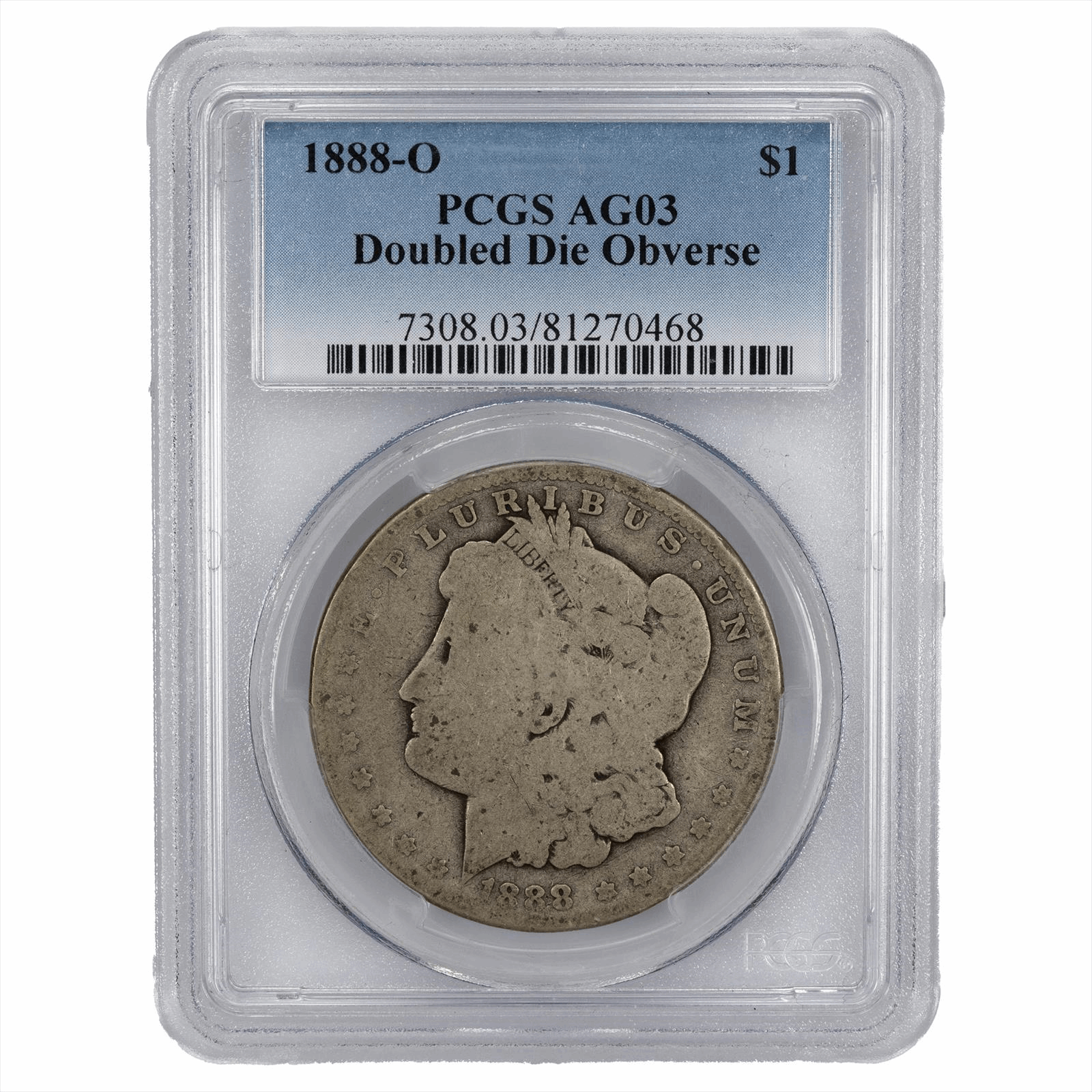 1888-O Morgan Silver Dollar $1 Doubled Die Obverse PCGS AG 03