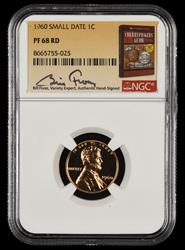 1960 Small Date Lincoln Cent Bill Fivaz Signature Label NGC  PF68RD