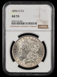 1896 O $1 NGC AU-55