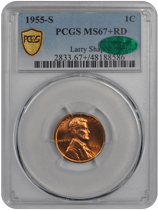 1955-S Lincoln PCGS (CAC) RD 67+ 