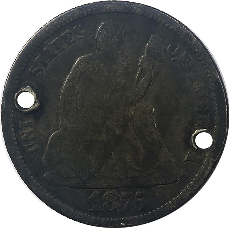 Love Token on 1875 Seated Liberty Dime 