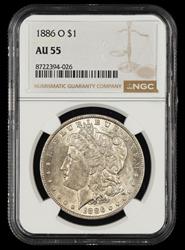 1886 O $1 NGC AU-55