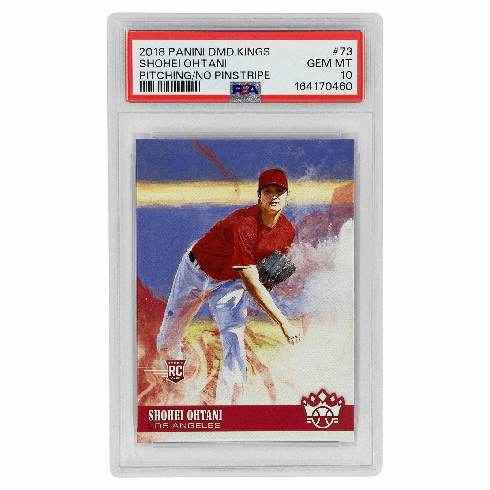 2018 Panini Diamond Kings Shohei Ohtani Pitching/No Pinstripe #73 PSA GEM MT 10