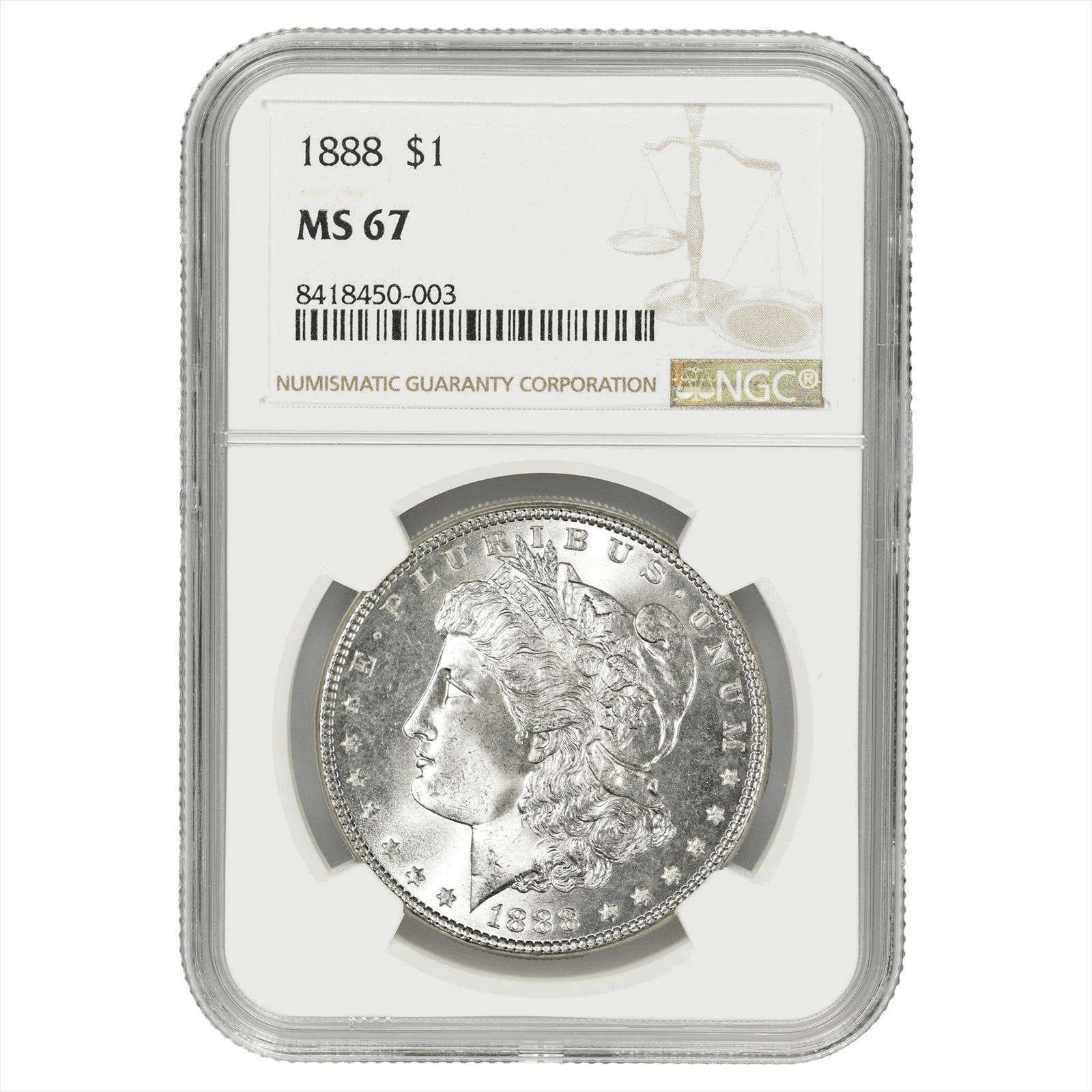 1888 Morgan Silver Dollar $1 NGC MS 67