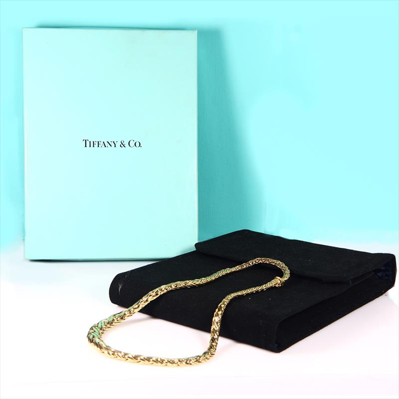 18k Vintage Tiffany & Co Polished Interwoven Braided Fancy Link Yellow Gold Necklace - 40.3g 