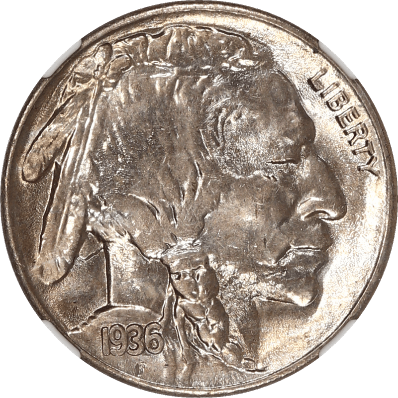 1936-S Buffalo Nickel 5c, NGC MS 66 - Gem BU