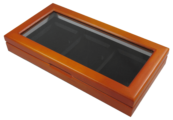 Wood Glass-top Display Slab Box - 3 Slab 