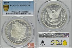 1880 $1 PCGS MS 64 DMPL 