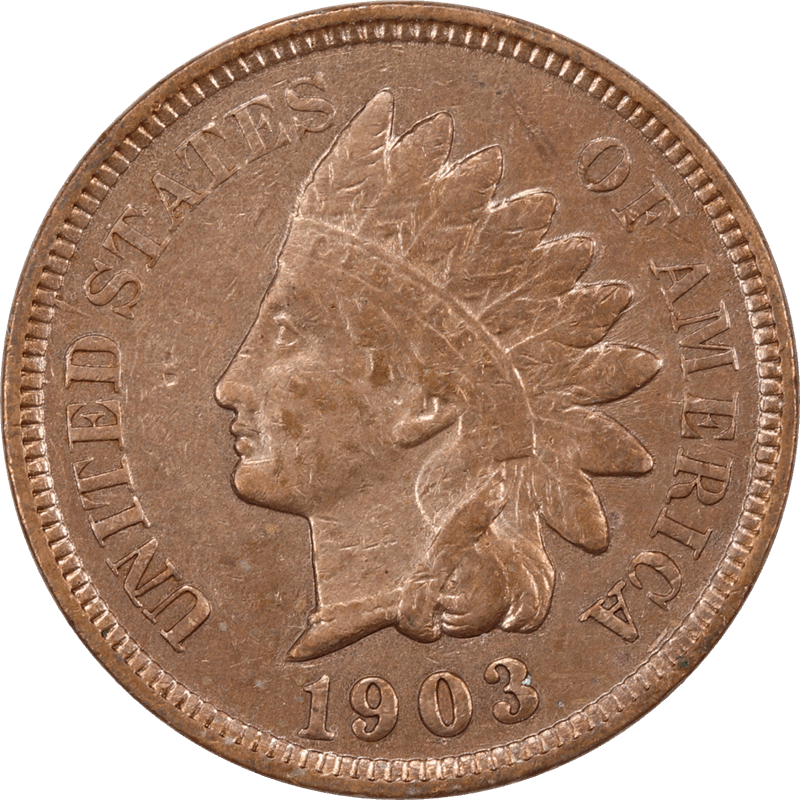 1903 Indian Head Cents 1c, Circulated Almost Uncirculated