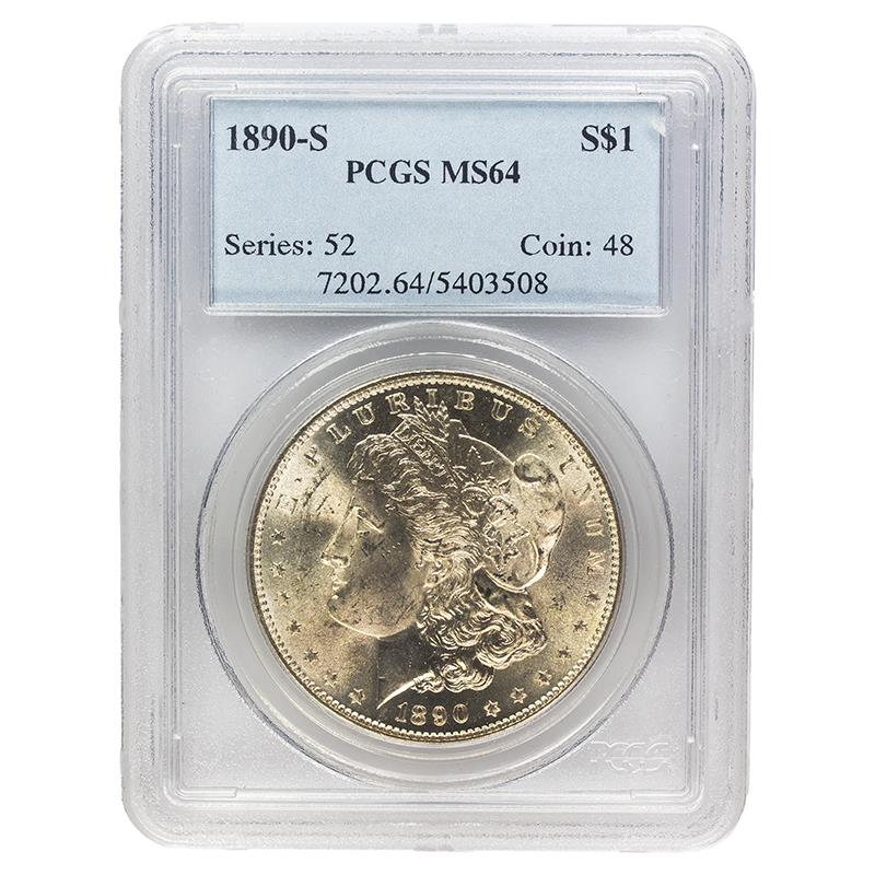 1890-S Morgan Dollar, $1 PCGS MS 64 