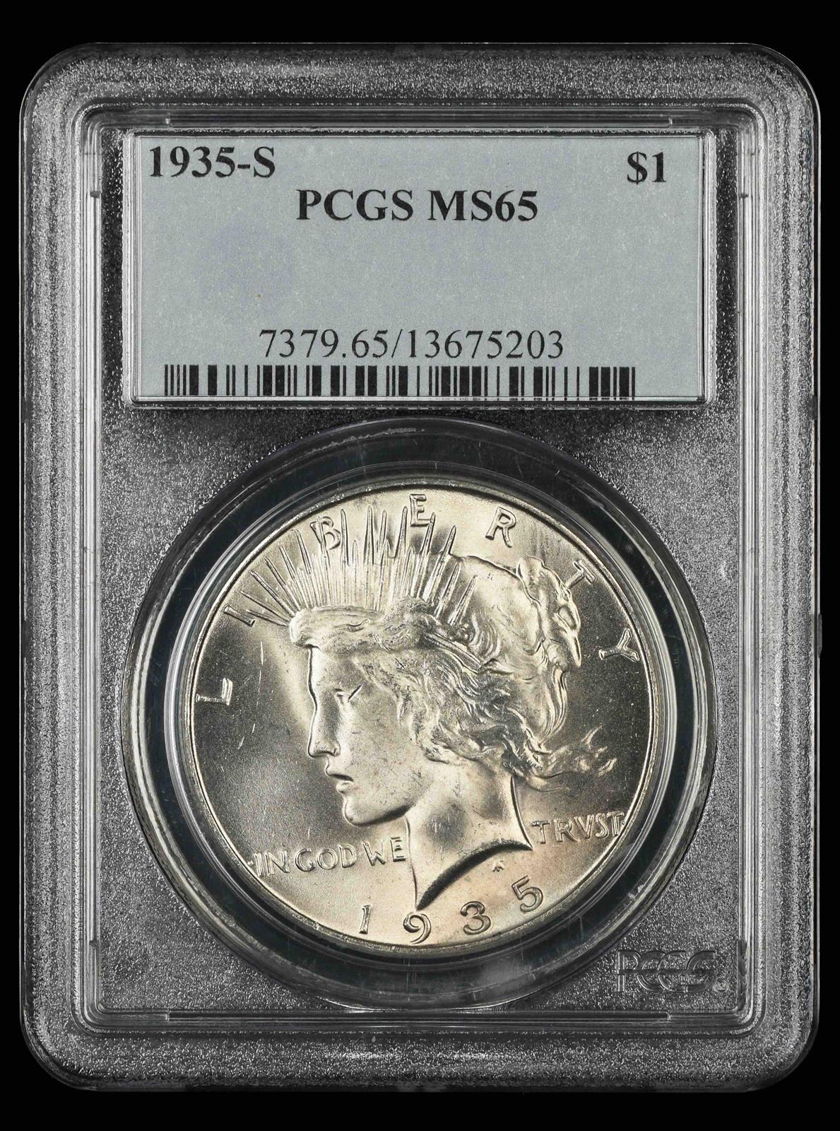 1935-S $1 PCGS MS 65