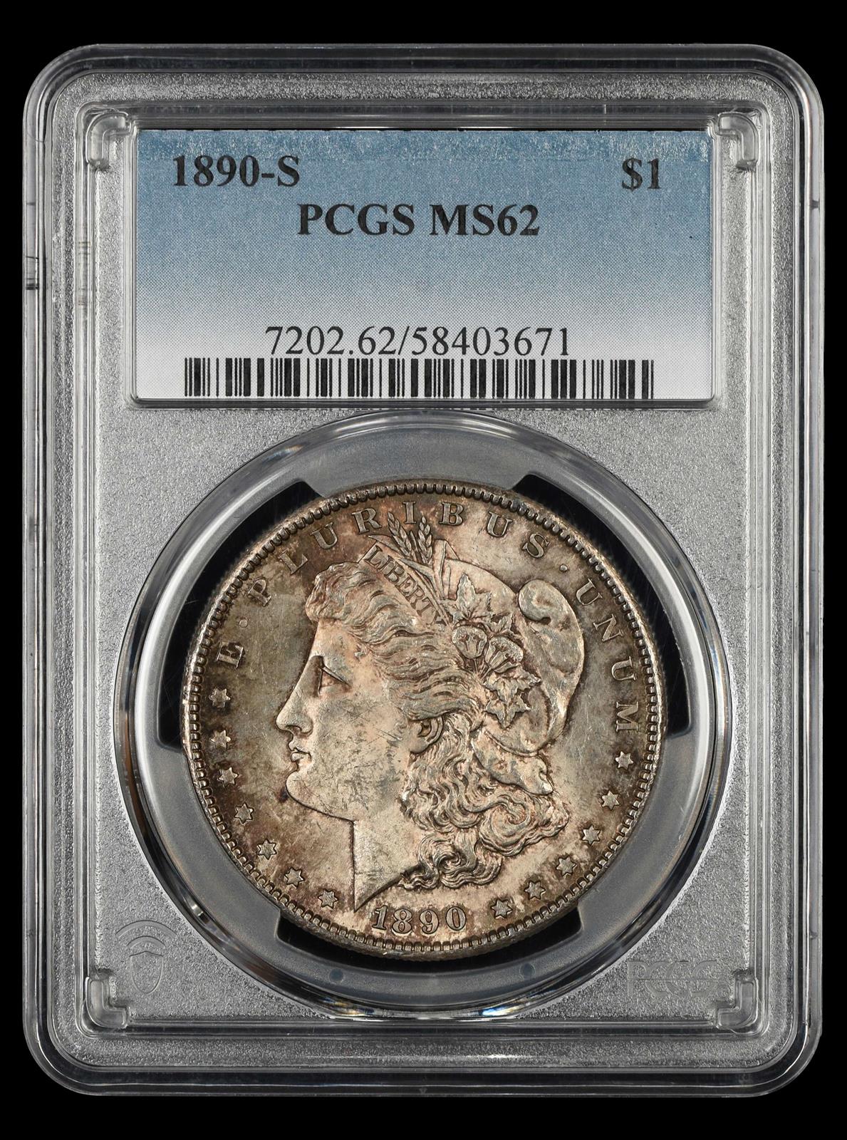1890 S $1 PCGS MS62