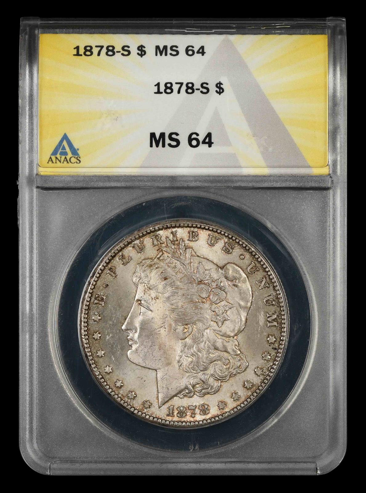 1878 S $1 ANACS MS 64