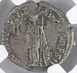 Roman Empire Antoninus Pius AD 138-161 Denarius NGC CH F 