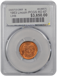 1953 Lincoln PCGS RD 67