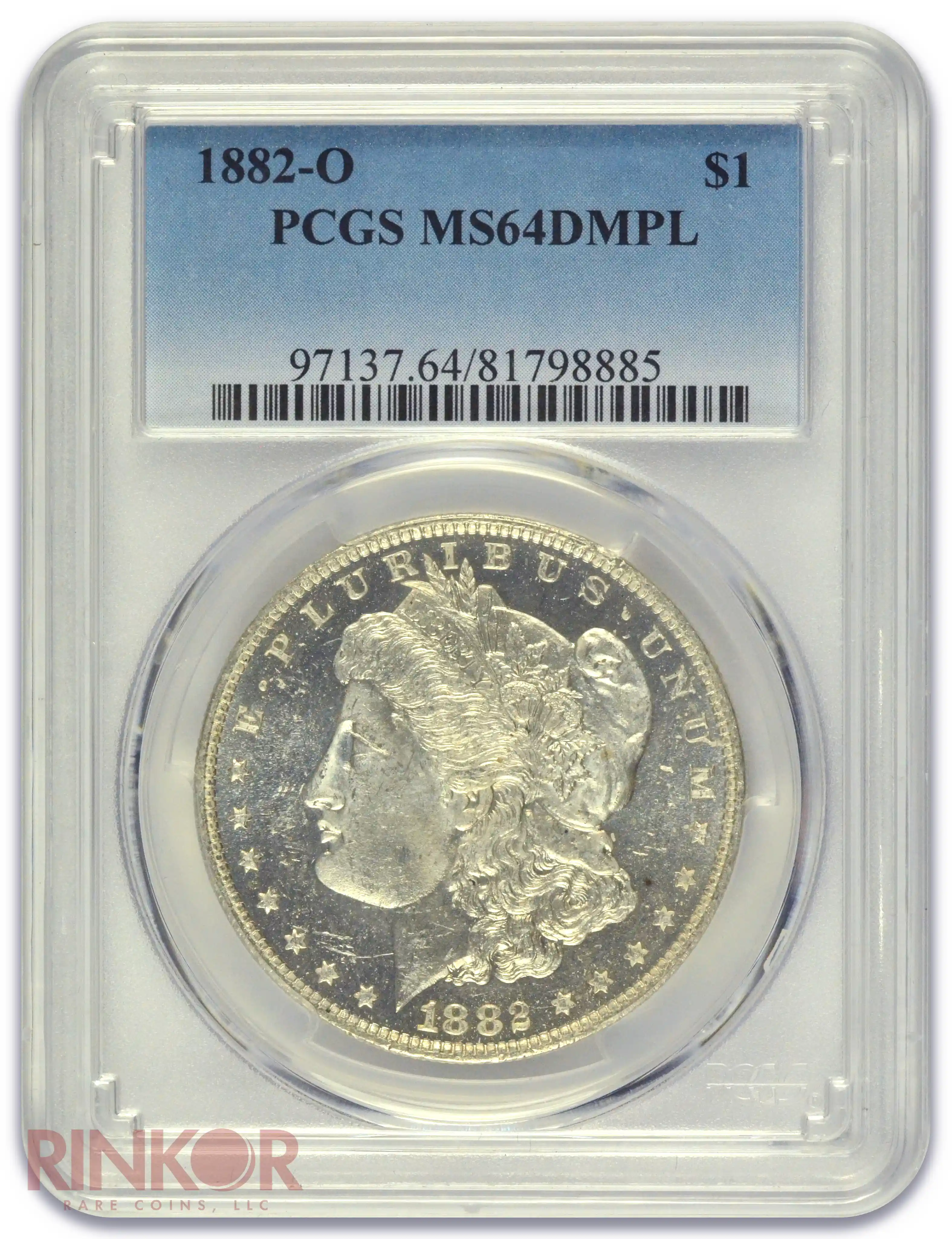 1882-O $1 Morgan Dollar PCGS MS 64 DMPL