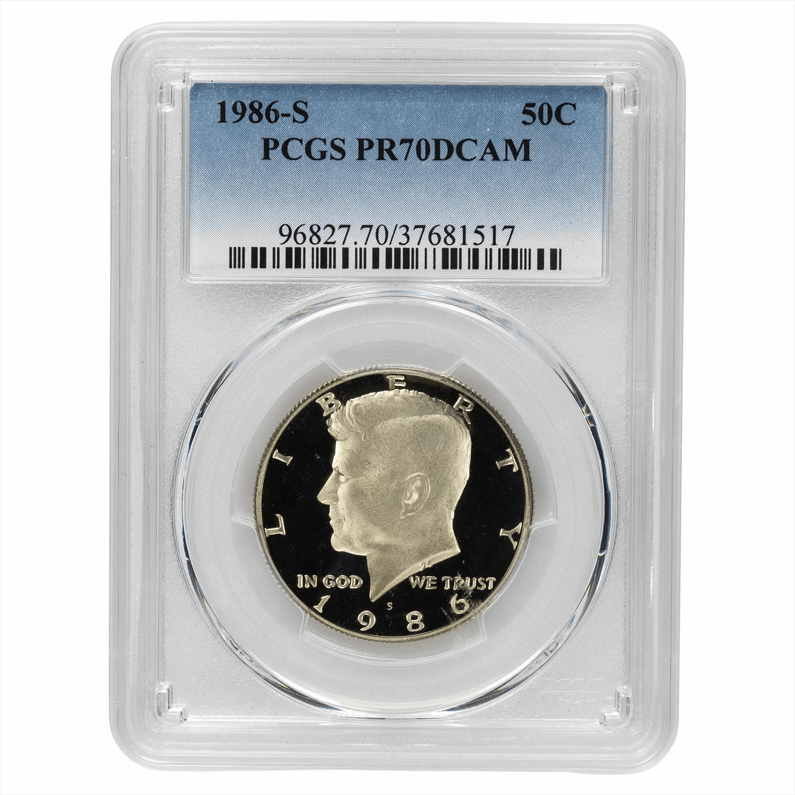 1986-S Kennedy Half Dollar 50C PCGS PR 70 DCAM