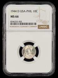1944 D Philippines 10 Centavos NGC MS66