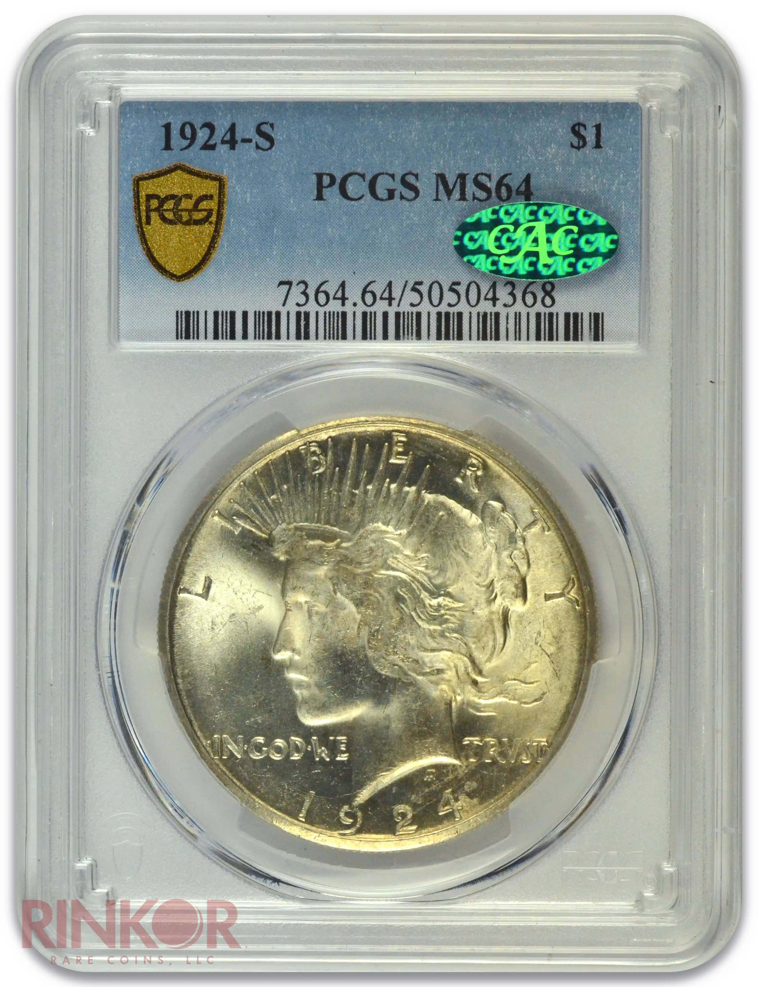 1924-S $1 Peace Dollar PCGS MS 64 CAC