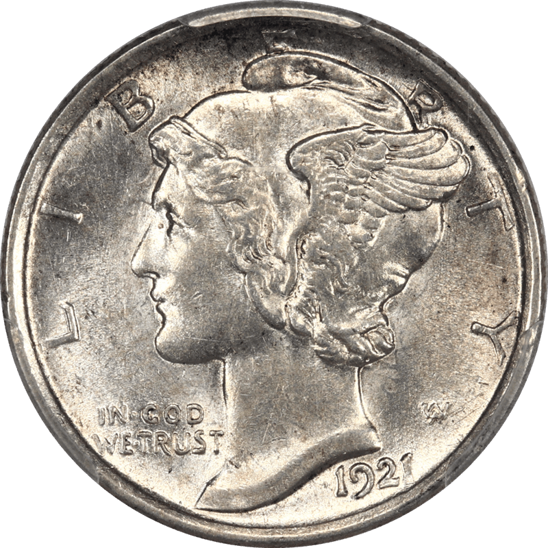 1921 Mercury Dime 10C PCGS and CAC AU58 Better Date Coin Rare in High Grade