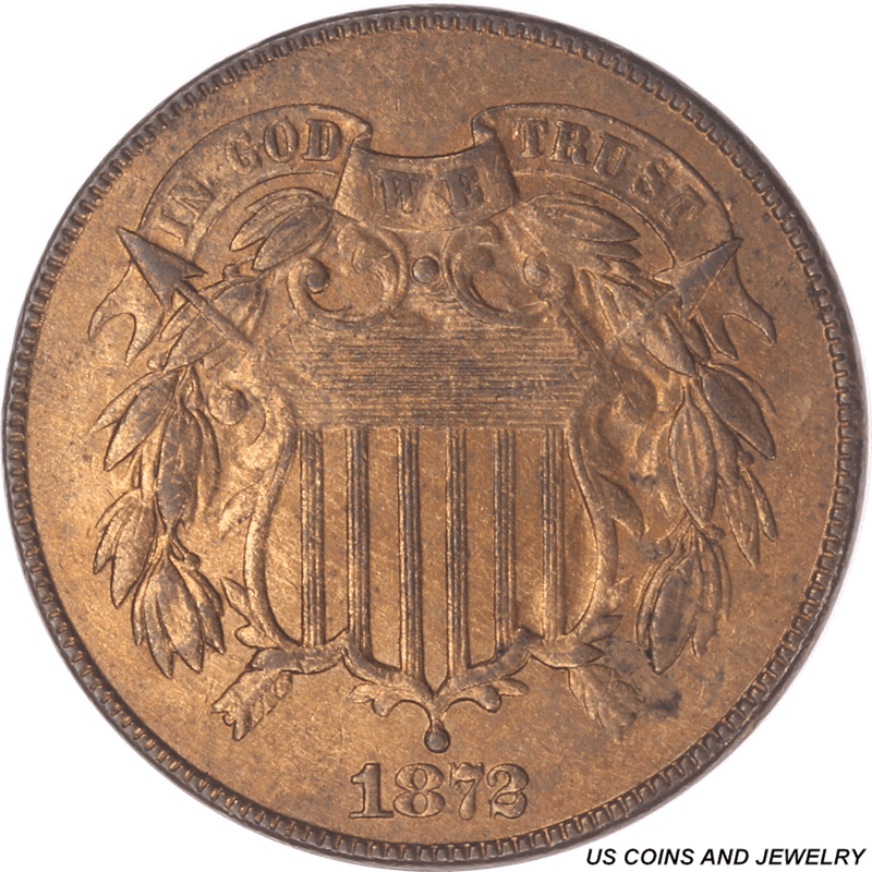 1872 Two Cent Piece Rare Low Mintage Coin Choice AU+ 