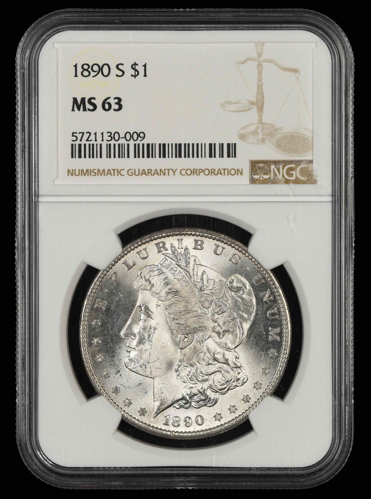 1890 S $1 NGC MS 63