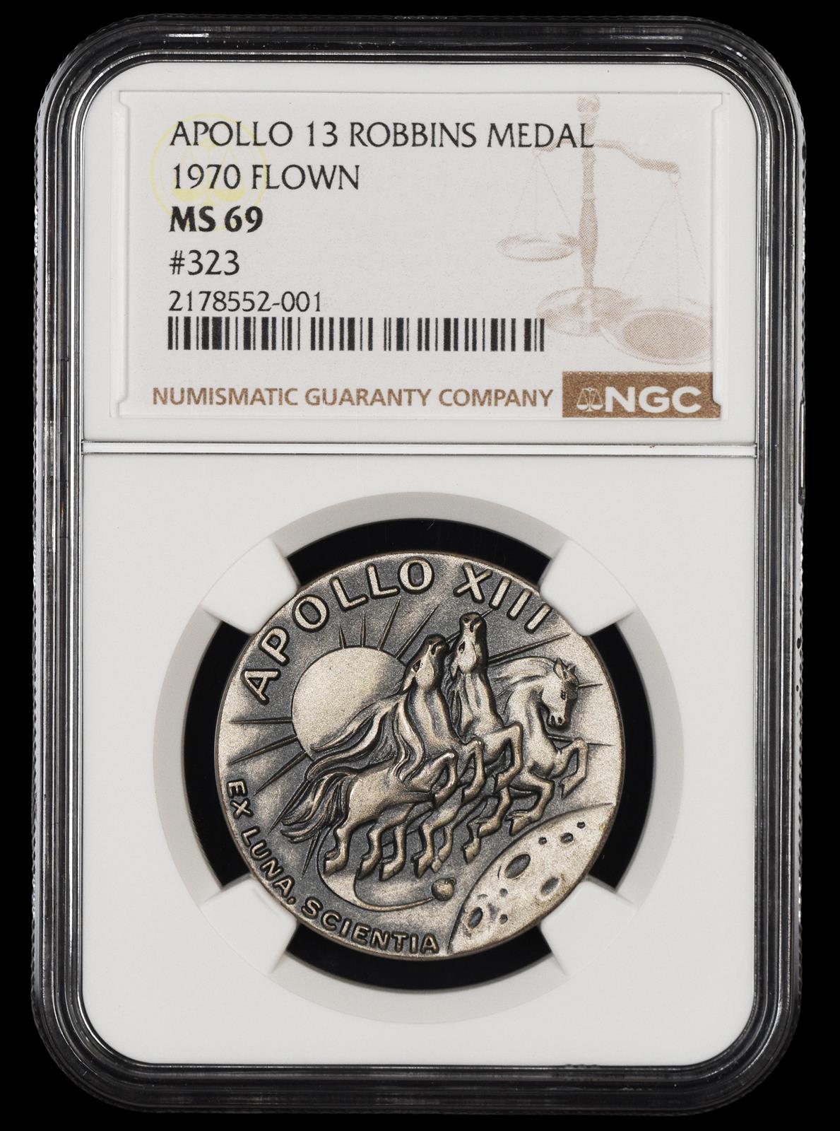 Apollo 13 Flown Silver Robbins Medal #323 NGC MS69
