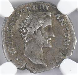 Roman Empire Antoninus Pius AD 138-161 Denarius NGC CH F 