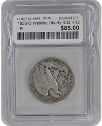 1938-D Walking Liberty ICG  F12