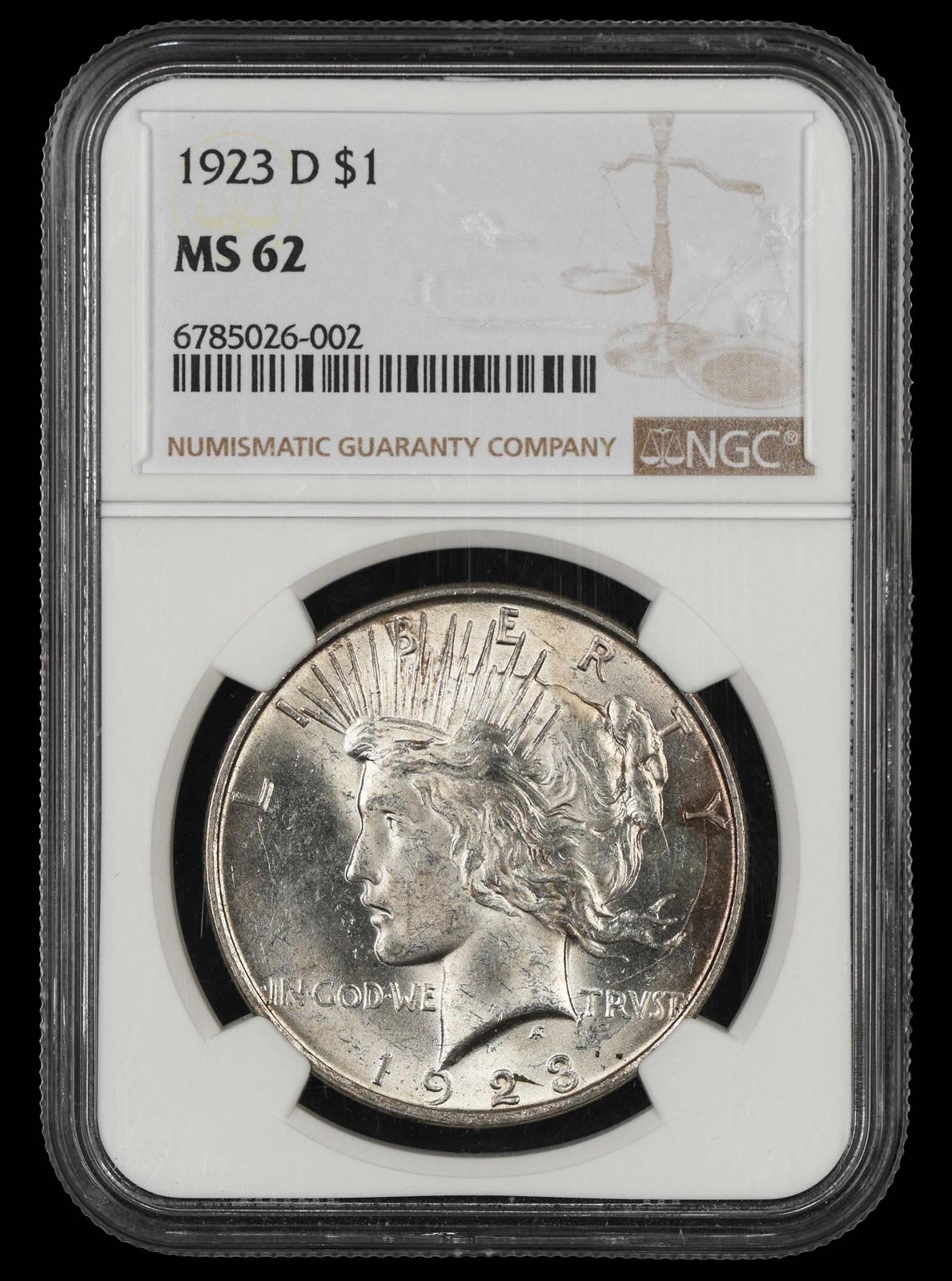 1923 D $1 NGC MS 62
