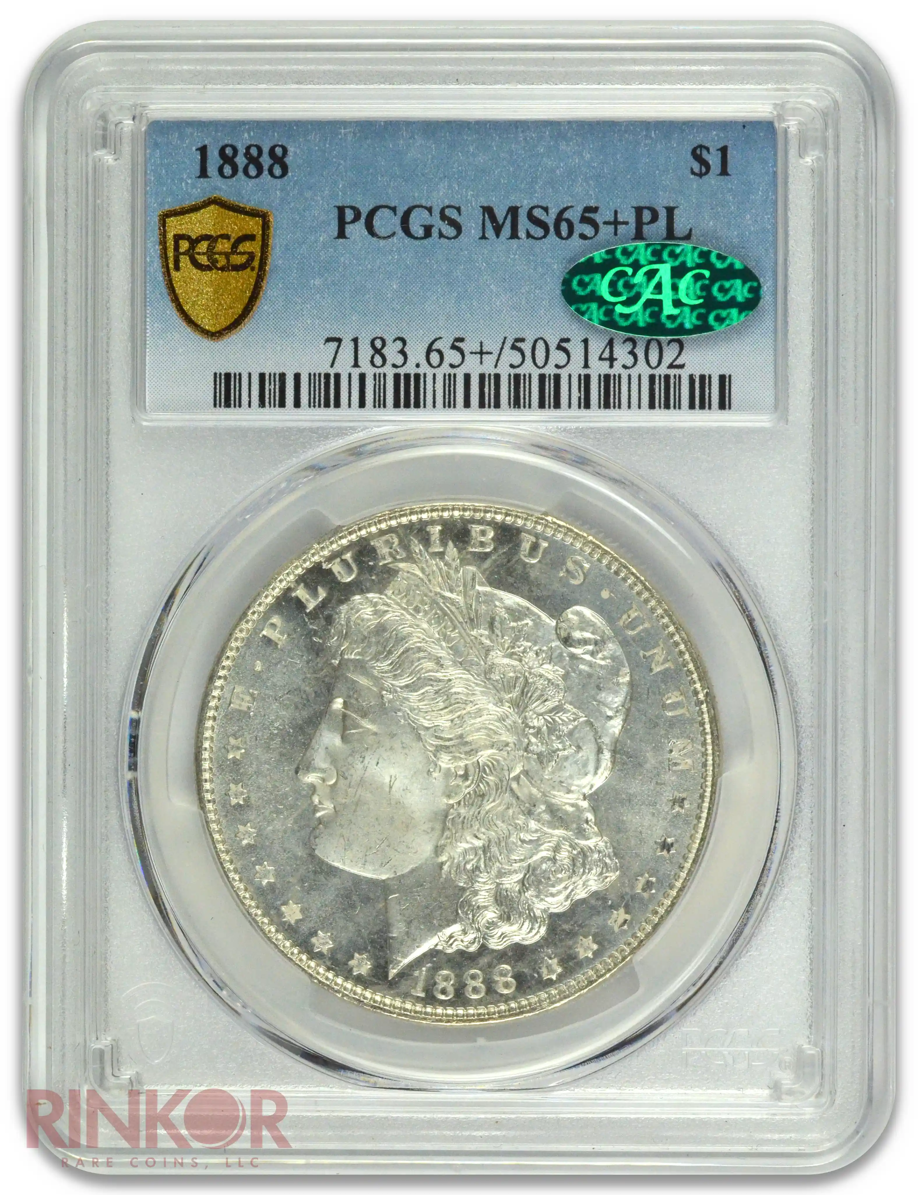 1888 $1 Morgan Dollar PCGS MS 65+ PL CAC